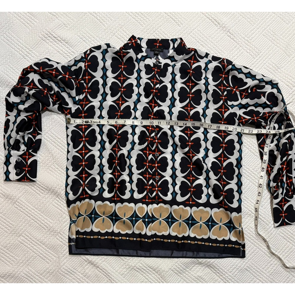 Ann Taylor Women's Floral Geometric Long Sleeve Blouse Size Small Office Classic - Picture 2 of 8